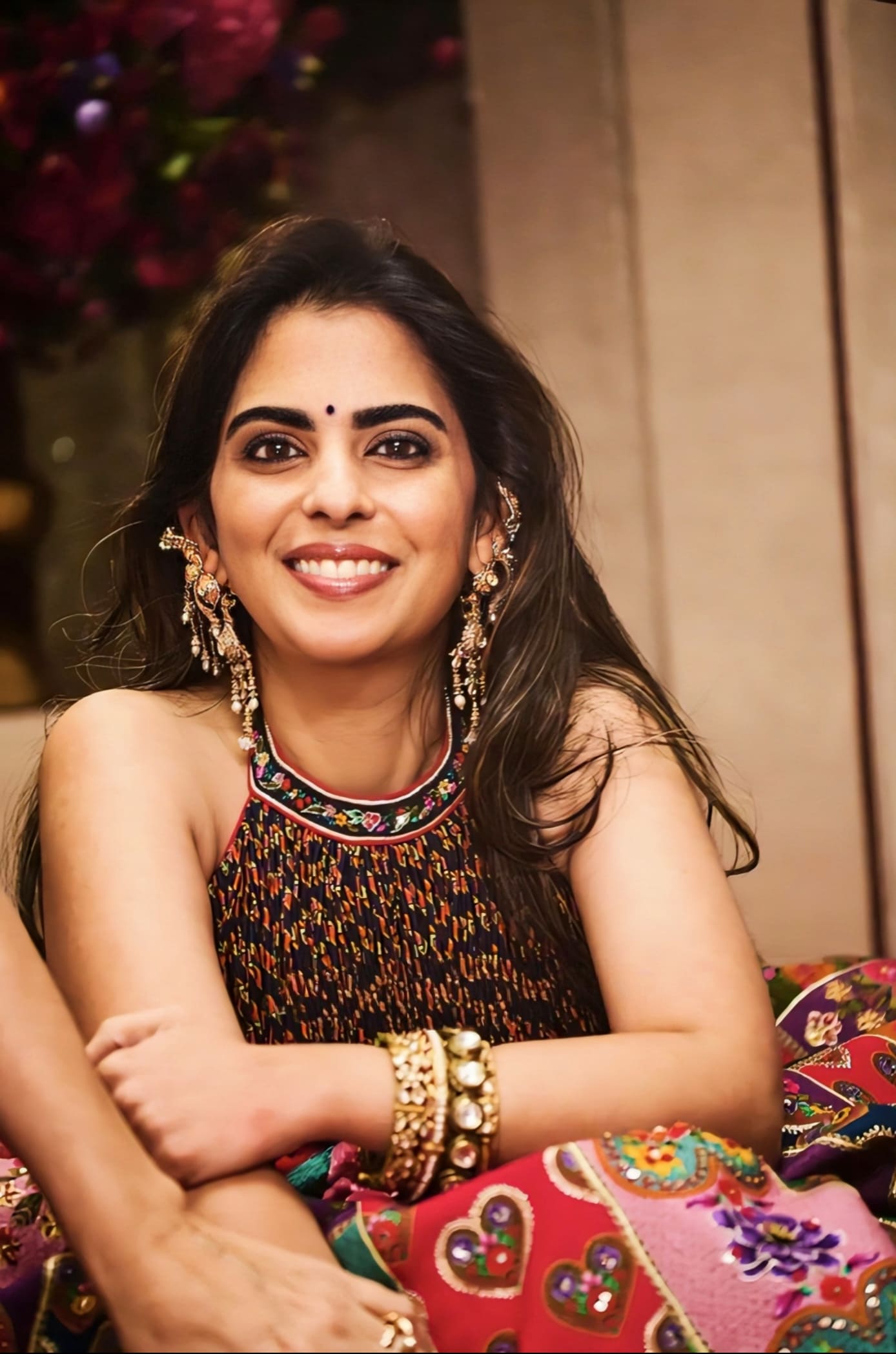 Isha Ambani Inspired Multicolour Jeni Silk Embroidered Lehenga Set | Dil-Rang Jharonka Designer Couture Outfit