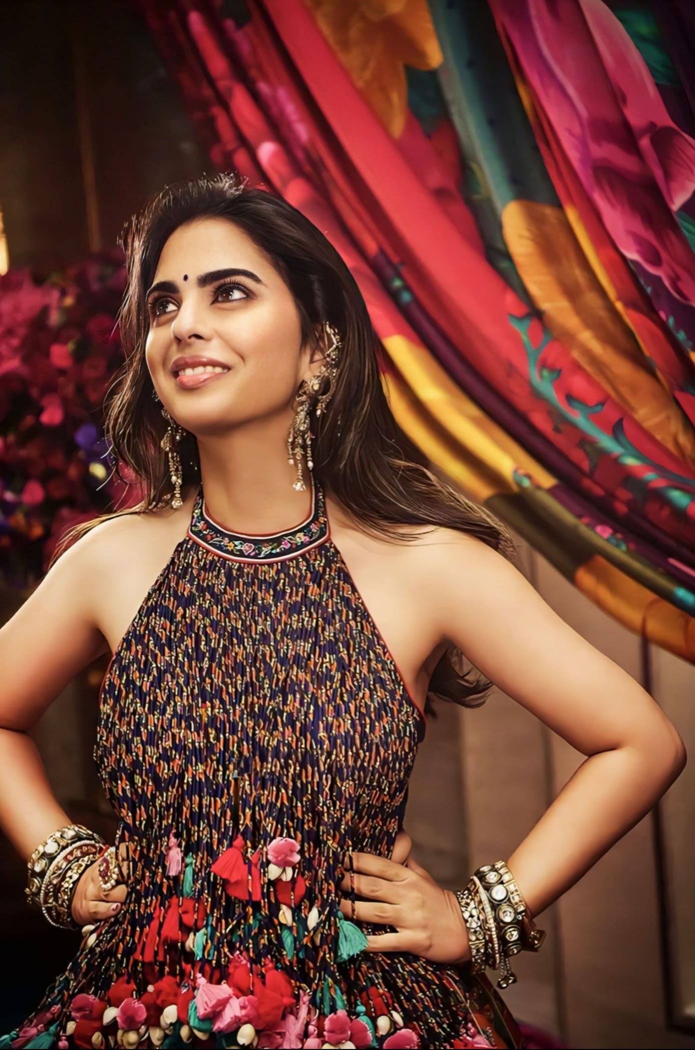 Isha Ambani Inspired Multicolour Jeni Silk Embroidered Lehenga Set | Dil-Rang Jharonka Designer Couture Outfit