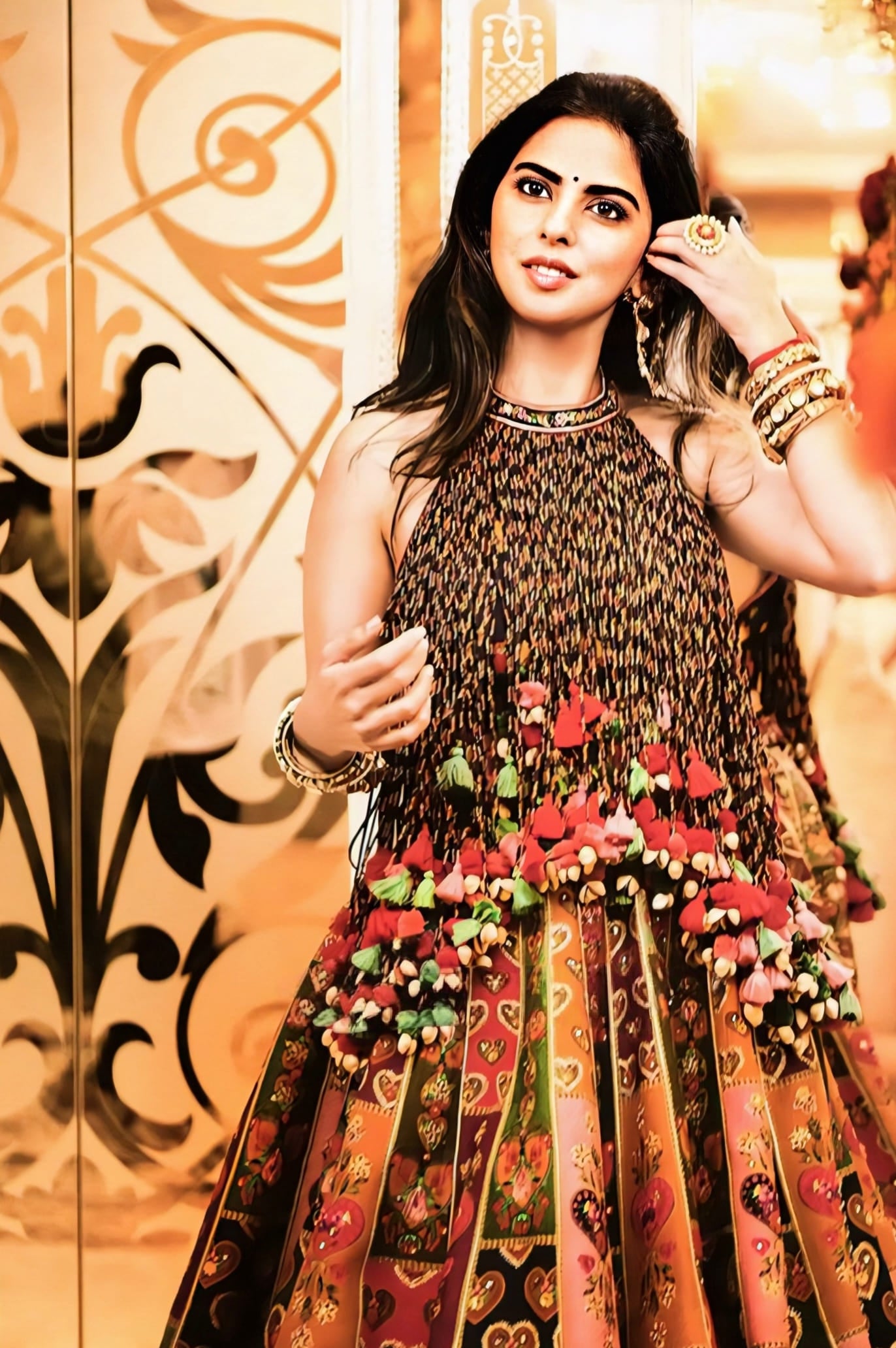 Isha Ambani Inspired Multicolour Jeni Silk Embroidered Lehenga Set | Dil-Rang Jharonka Designer Couture Outfit