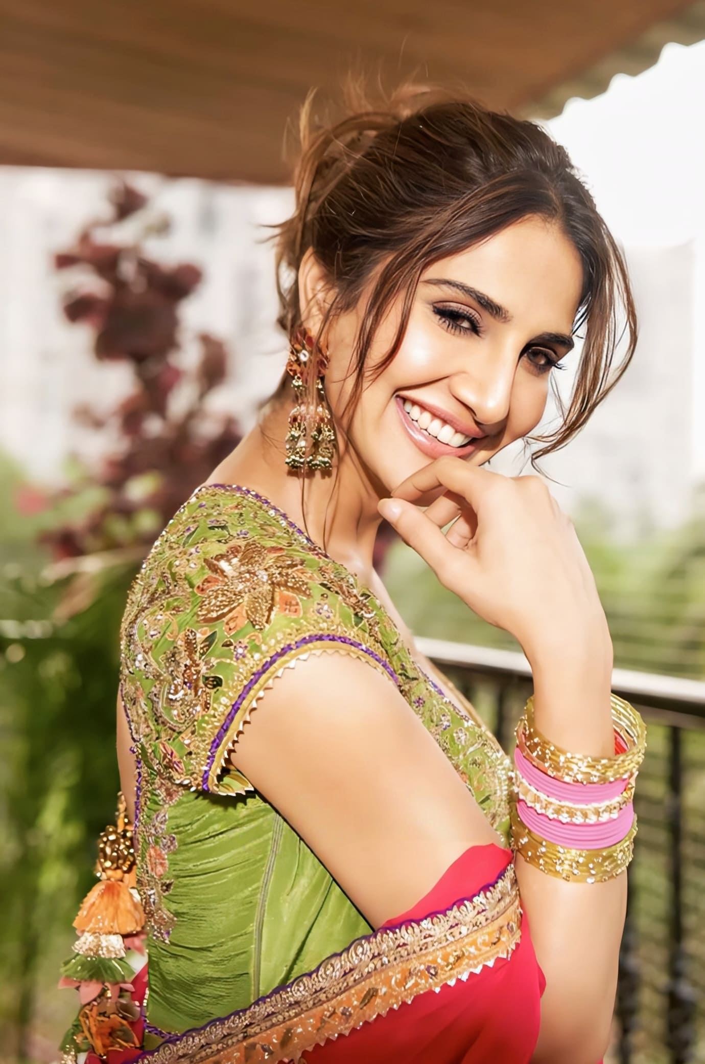 Vaani Kapoor Inspired Green Pink Embroidered Anarkali Set | Zunairah Naureen Designer Outfit