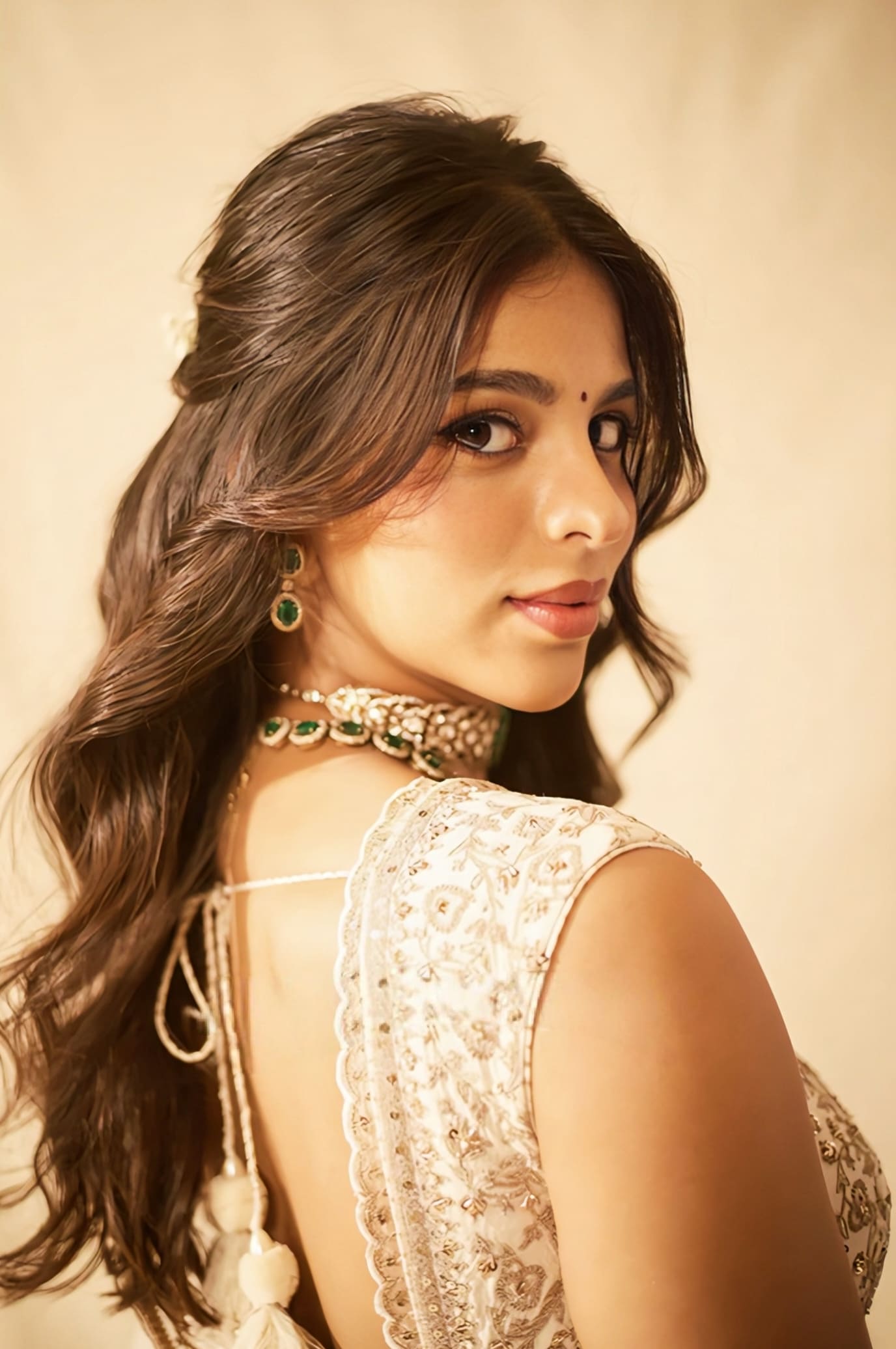 Suhana Khan Inspired Ivory Hand-Embroidered Silk Lehenga Set | Maahe Nyra Designer Couture Outfit