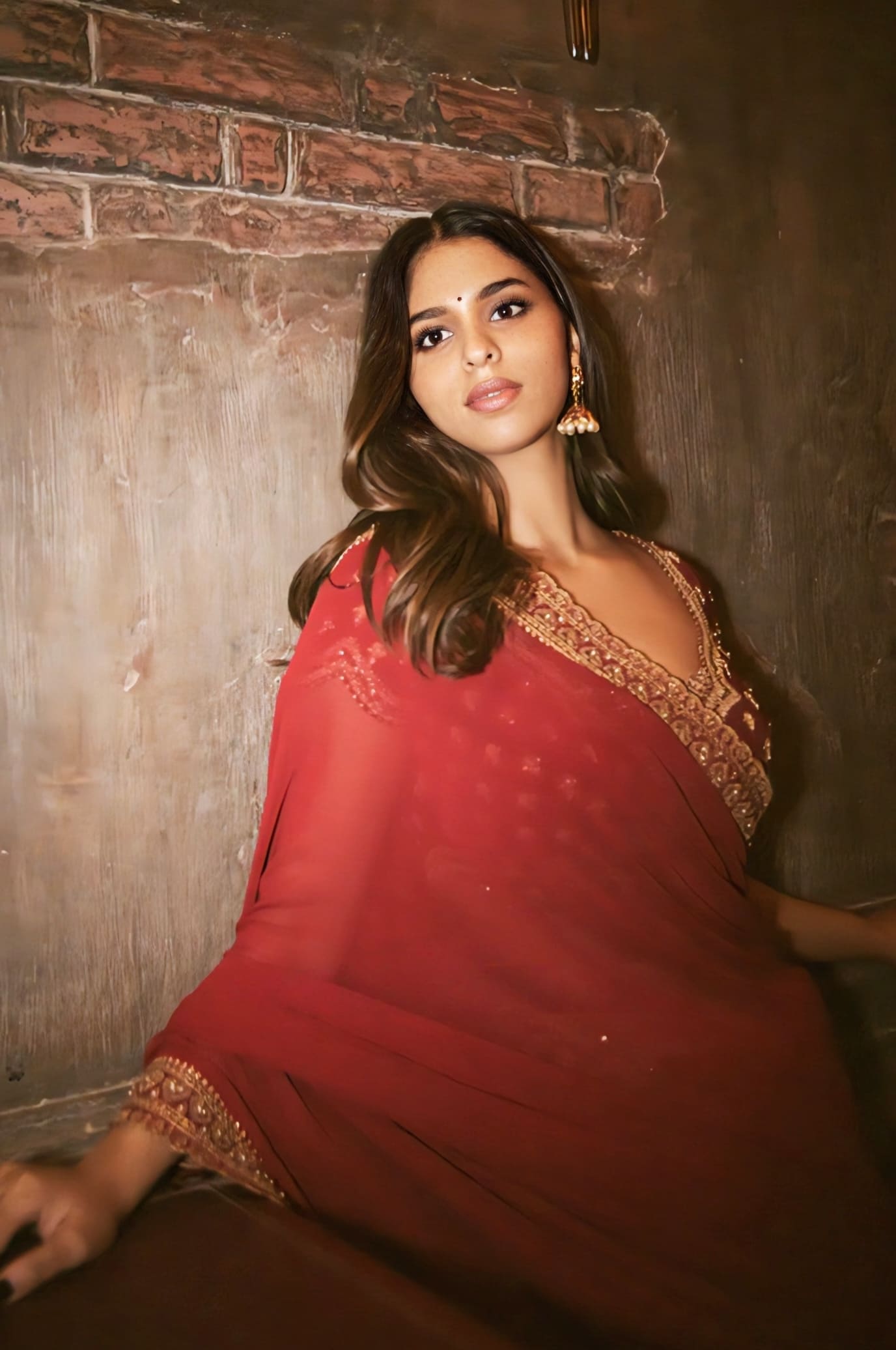 Suhana Khan Inspired Red Embroidered Georgette Saree Set | Shamse Lasika Manmayi Designer Outfit