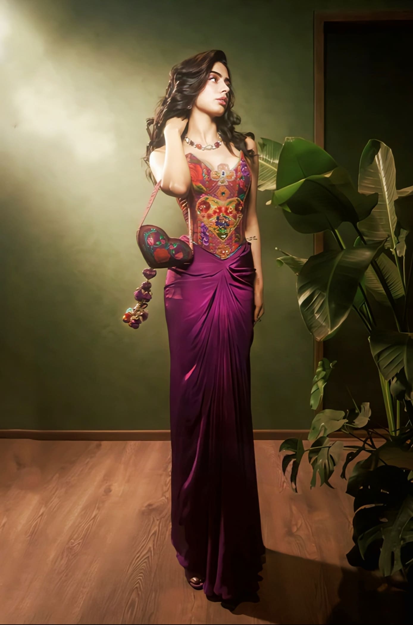 Khushi Kapoor Inspired Purple Embroidered Corset & Skirt Set | Dil Kusha Ursa Designer Couture Outfit