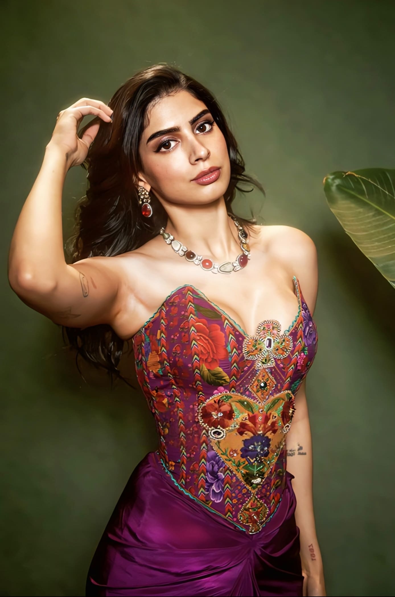 Khushi Kapoor Inspired Purple Embroidered Corset & Skirt Set | Dil Kusha Ursa Designer Couture Outfit