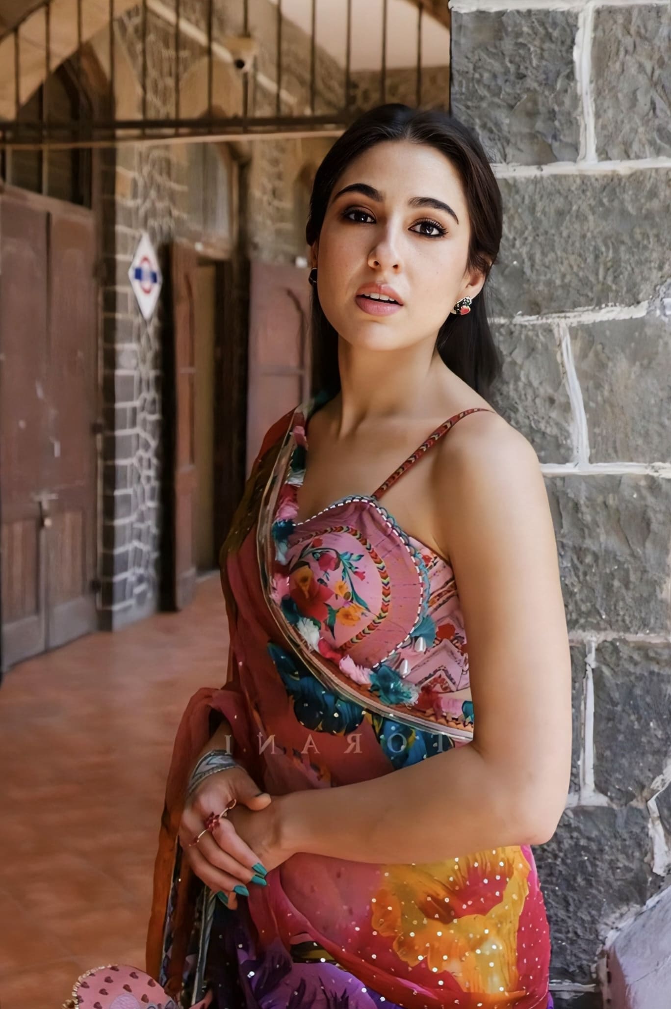 Sara Ali Khan Inspired Pink Multicolour Organza Saree Set with Sequin Work | Dil Rang Nalini Designer Outfit