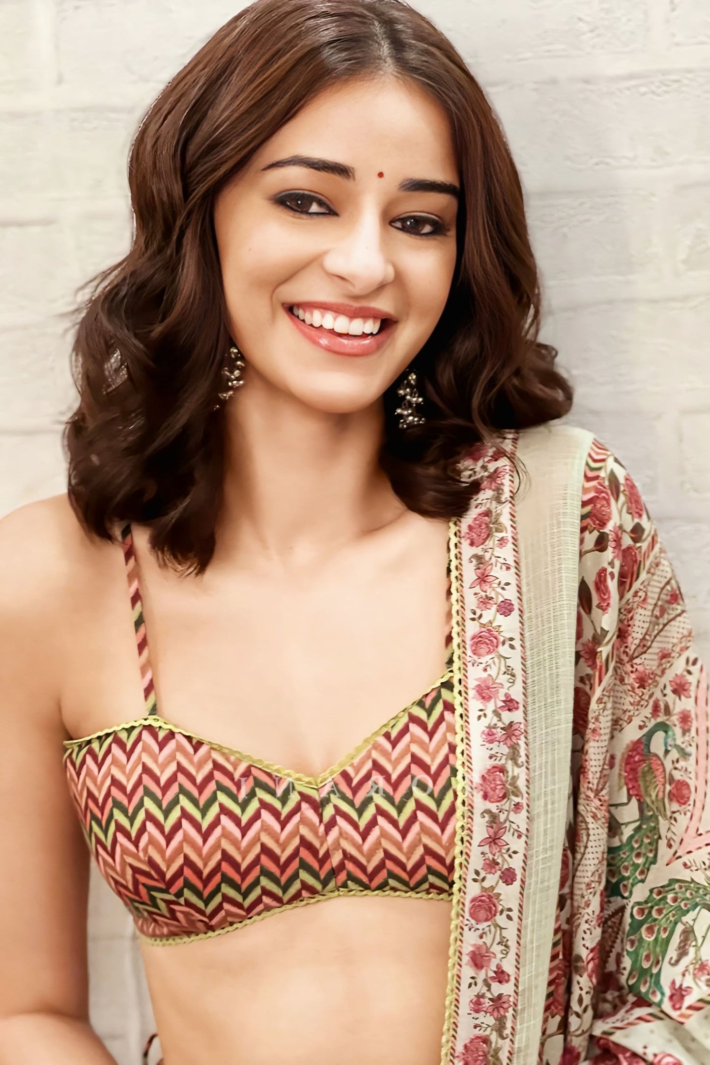 Ananya Pandey in Jaituni Gooncha Lehenga Set – Green Handwoven Chanderi & Cotton Silk Digital Print Lehenga