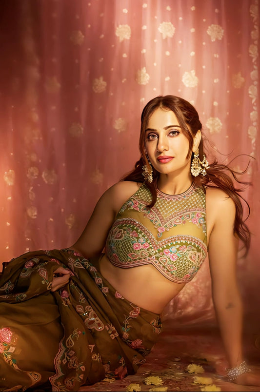 Kusha Kapila in Dil Saaz Safiyya Saree Set – Green Organza Embroidered Designer Saree with Butterfly Net Blouse