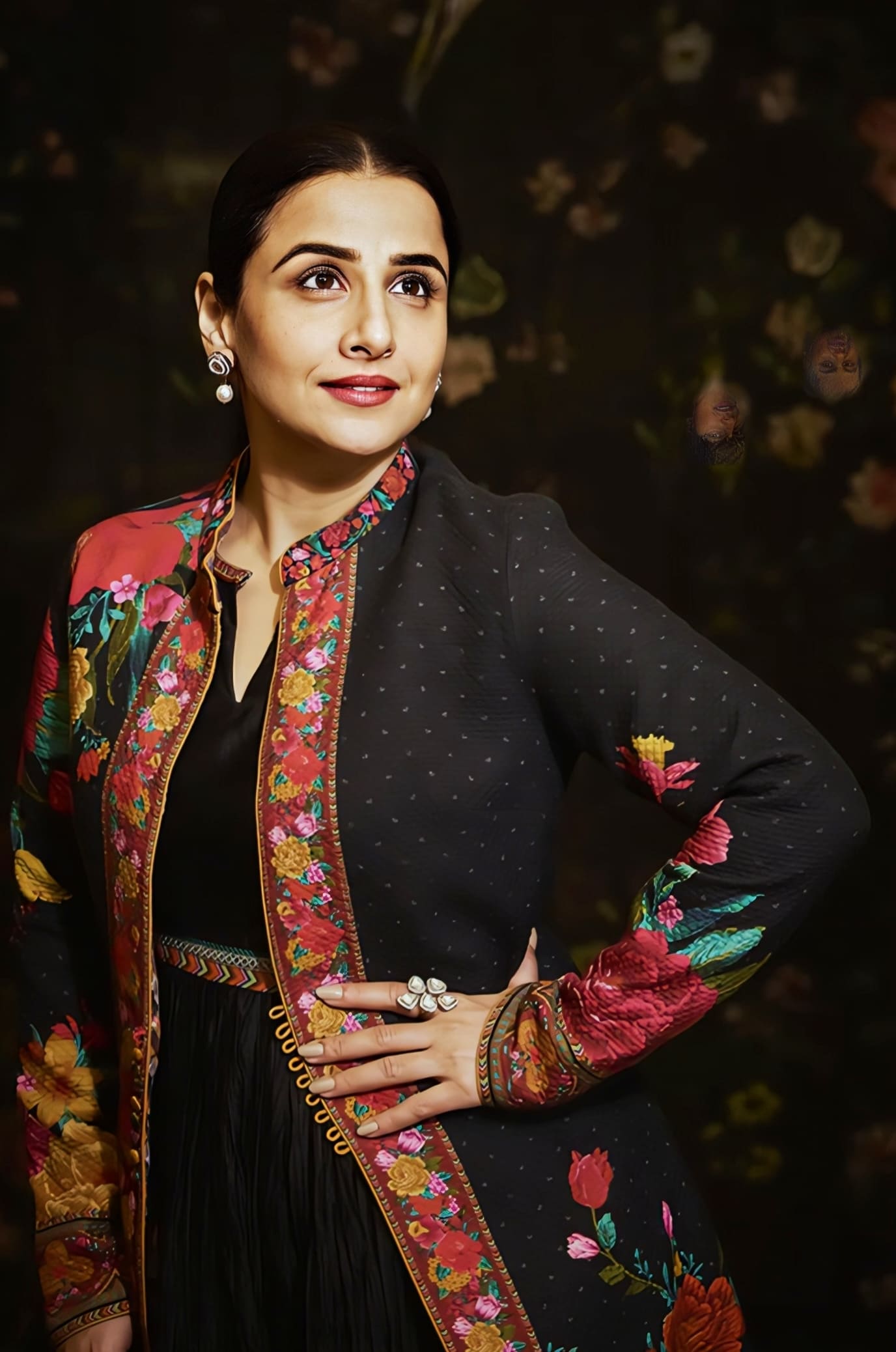 Vidya Balan in Dil Shaad Kerensa Jacket Set – Black Cotton Jacquard & Handwoven Chanderi Digital Print Designer Set