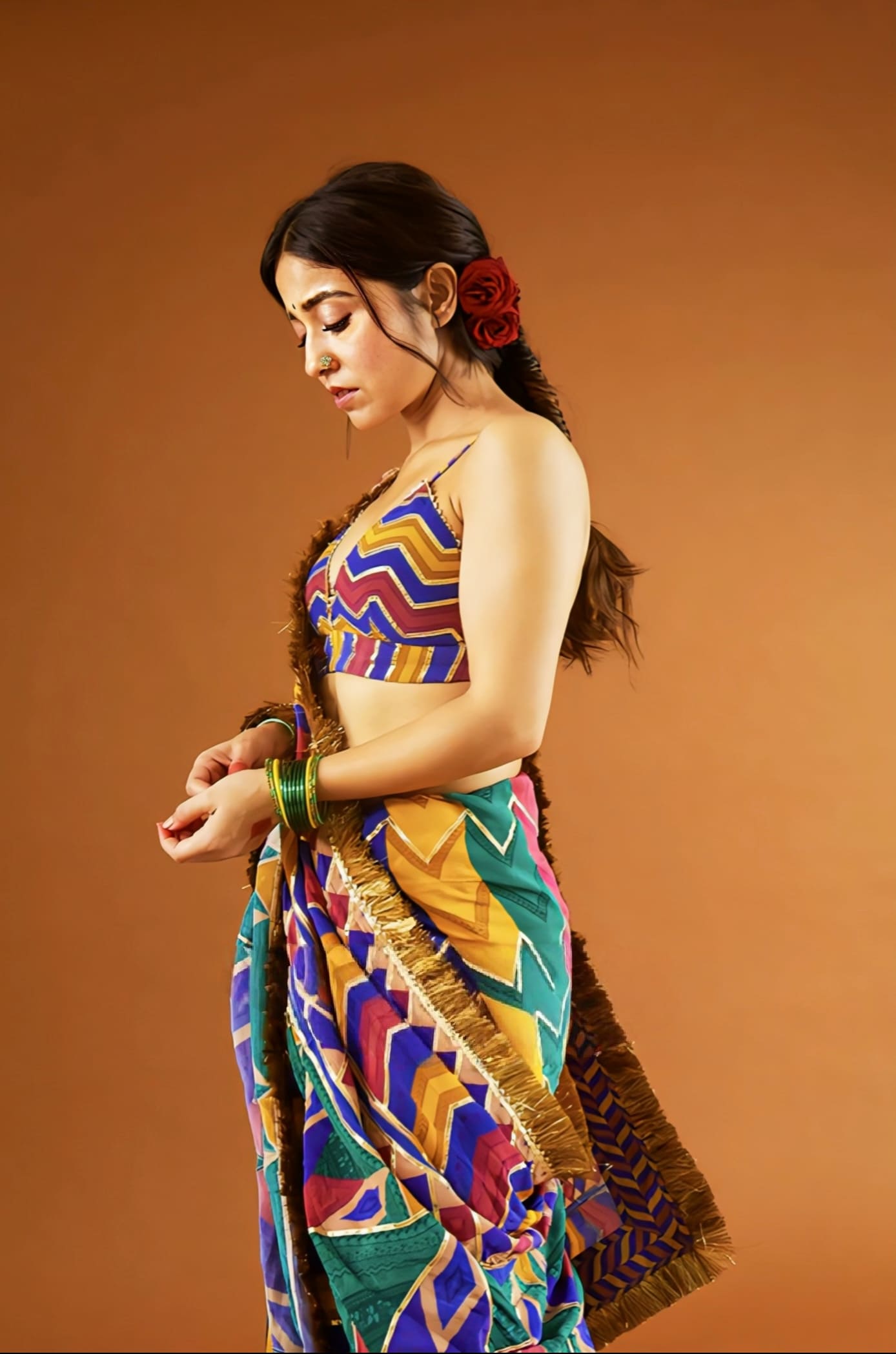 Shweta Tripathi in Satrangi Shamiyana Saree Set – Multicolour Handwoven Chanderi Embroidered Designer Saree
