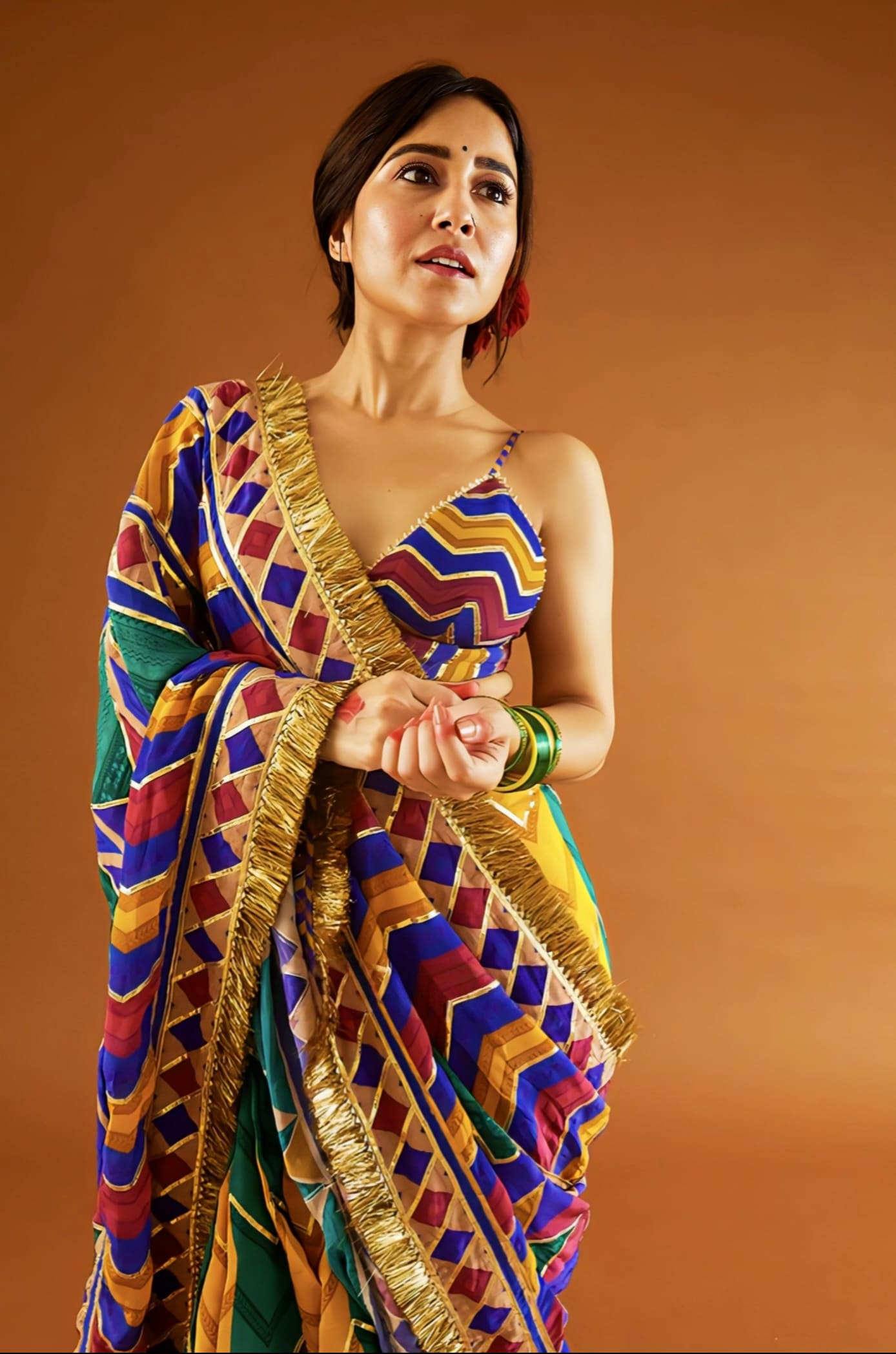 Shweta Tripathi in Satrangi Shamiyana Saree Set – Multicolour Handwoven Chanderi Embroidered Designer Saree