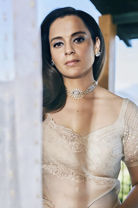 Kangana Ranaut in Mogra Anahita Meher Passa Saree Set – Ivory Organza Embroidered Designer Saree