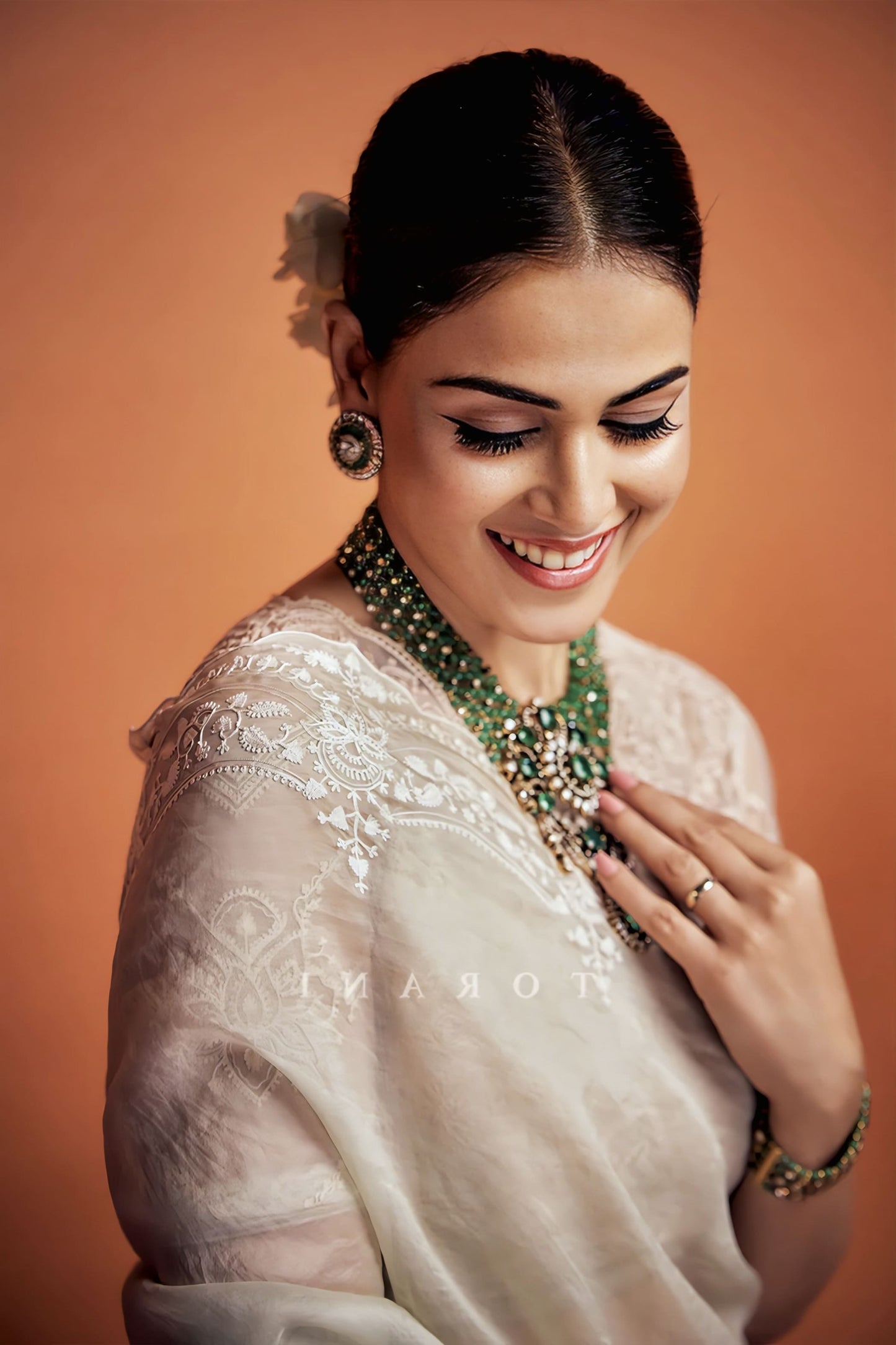 Genelia D'Souza in Jaituni Yuvani Saree Set – Green Organza Embroidered Designer Saree