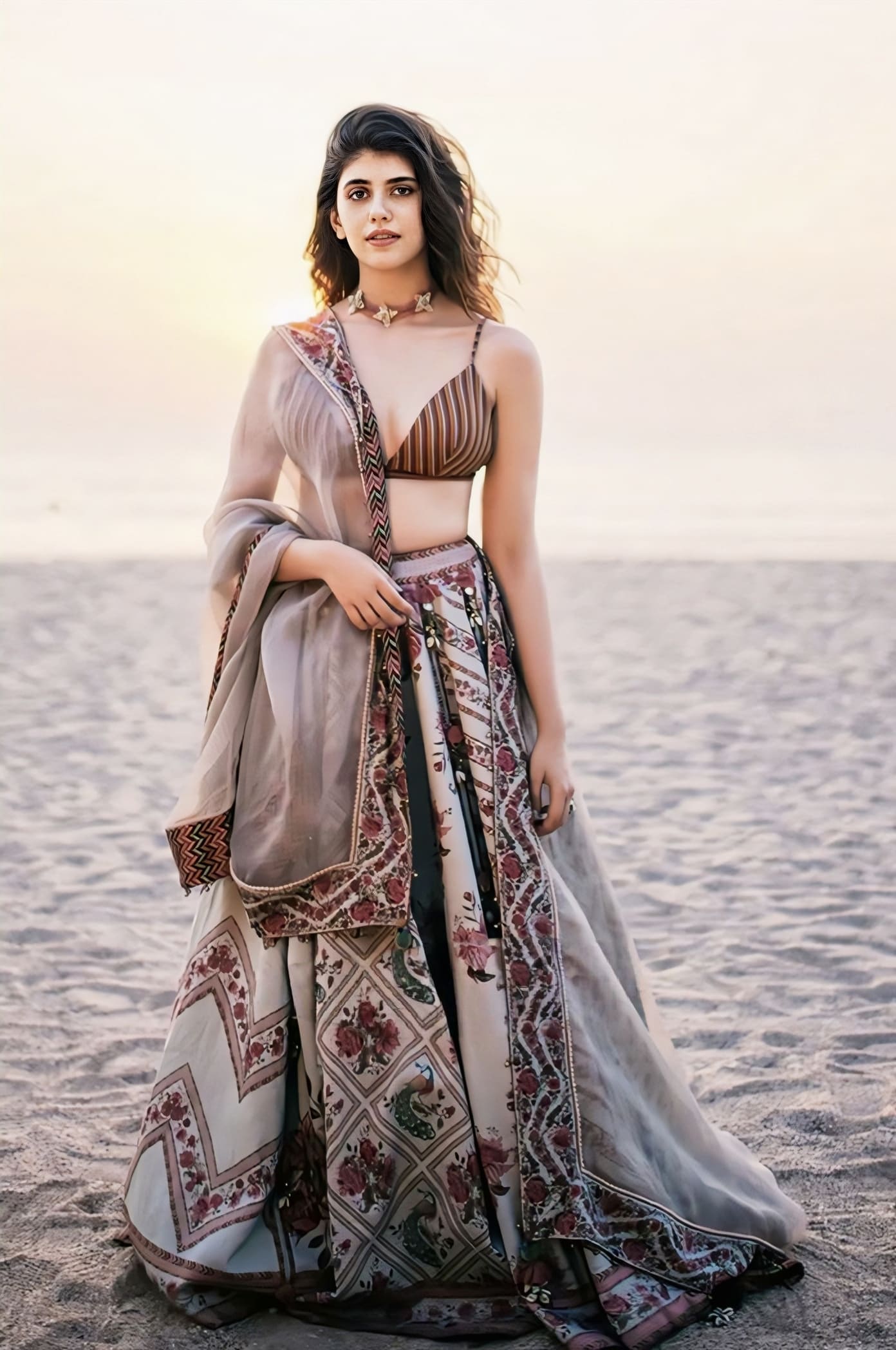 Sanjana Sanghi in Jaituni Waheeda Lehenga Set – Green Handwoven Chanderi Embroidered Designer Lehenga
