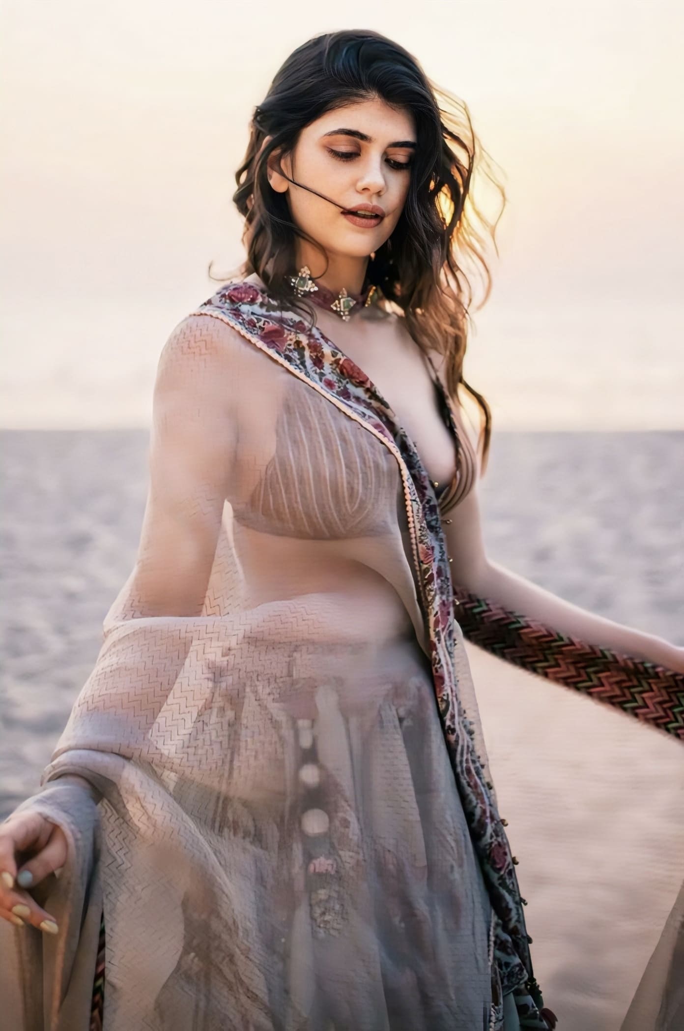 Sanjana Sanghi in Jaituni Waheeda Lehenga Set – Green Handwoven Chanderi Embroidered Designer Lehenga