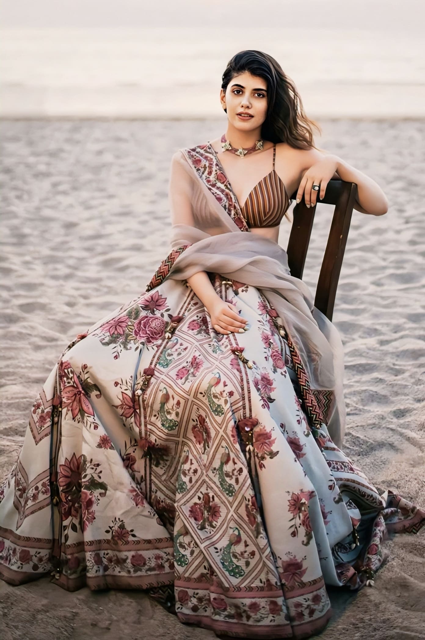 Sanjana Sanghi in Jaituni Waheeda Lehenga Set – Green Handwoven Chanderi Embroidered Designer Lehenga