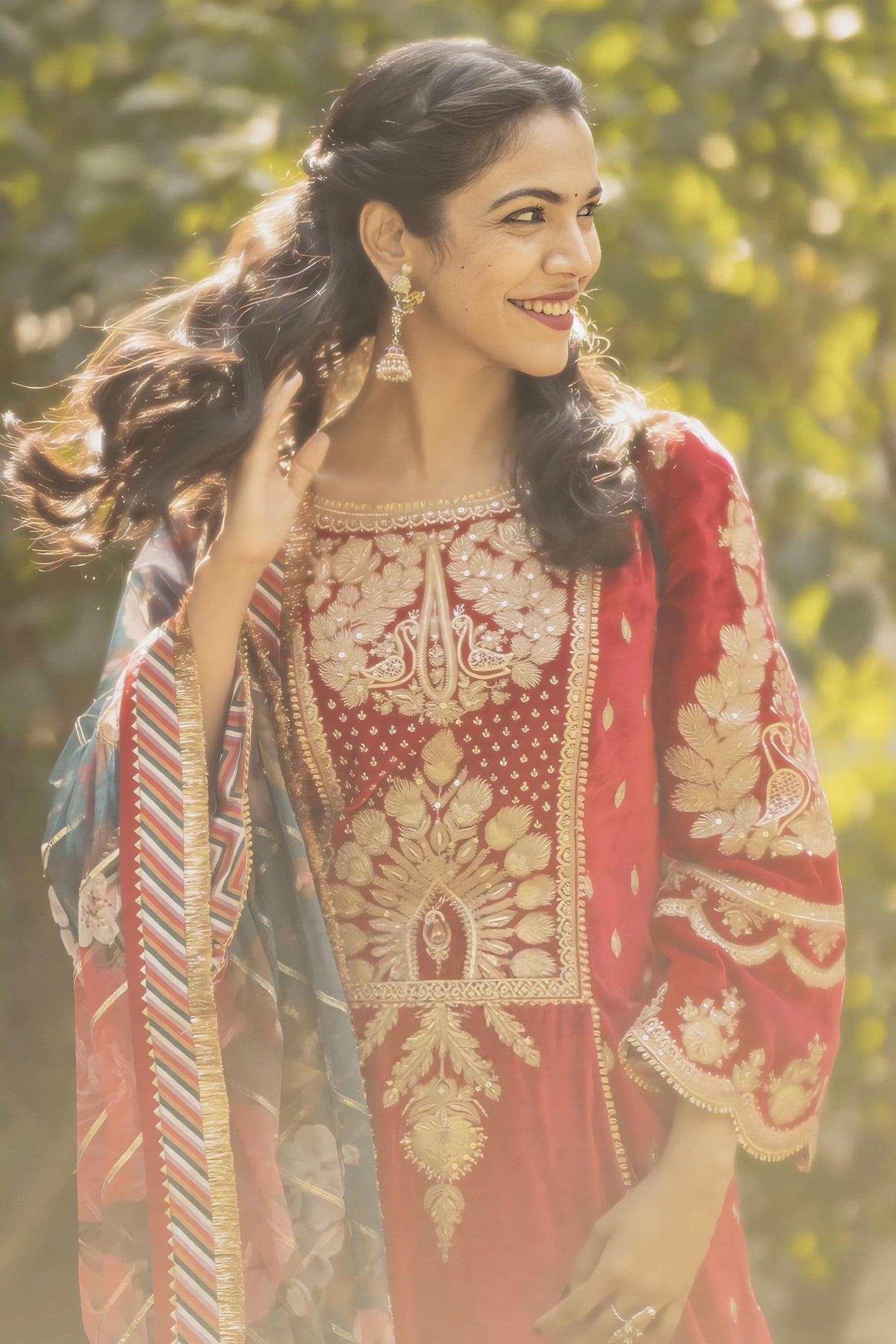 Shriya Pilgaonkar in Ruh Gulabi Saroj Kurta Set – Pink Multicolour Velvet Zari Embroidered Designer Kurta Set