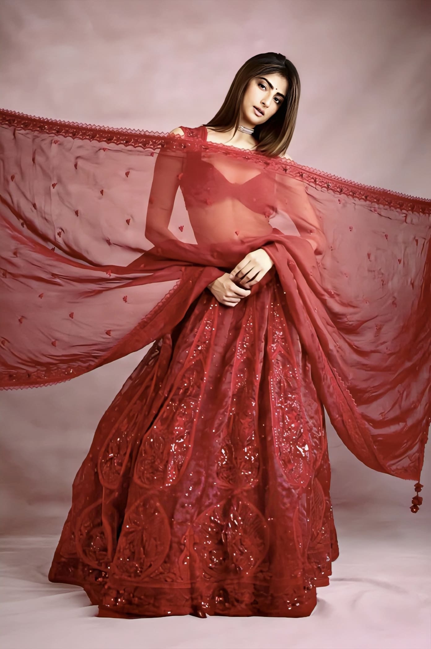 Palak Tiwari in Surkh Saaz Lehenga Set – Red Silk Embroidered Designer Lehenga