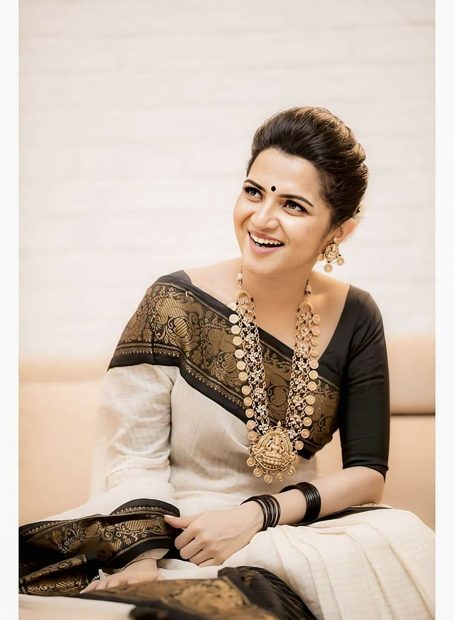 Moiety Off White Soft Banarasi Silk Saree with Jacquard Weave & Elegant Blouse Piece