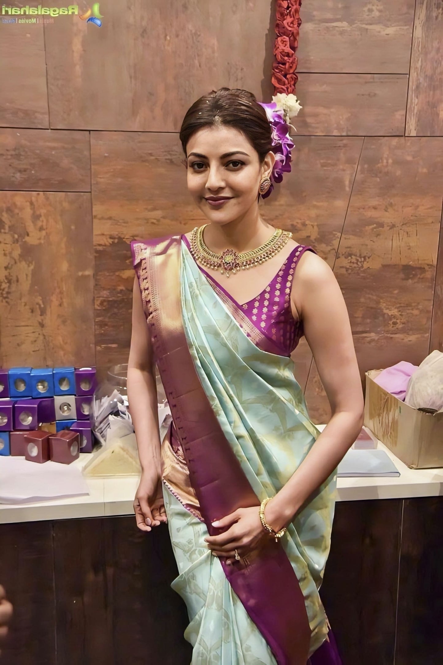 Tremendous Sky Blue Soft Banarasi Silk Saree with Jacquard Weave & Contrast Wine Blouse Piece
