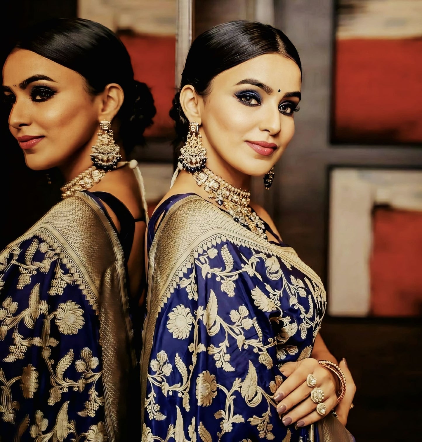 Blue Soft Banarasi Silk Saree with Jacquard Weave & Matching Blouse Piece