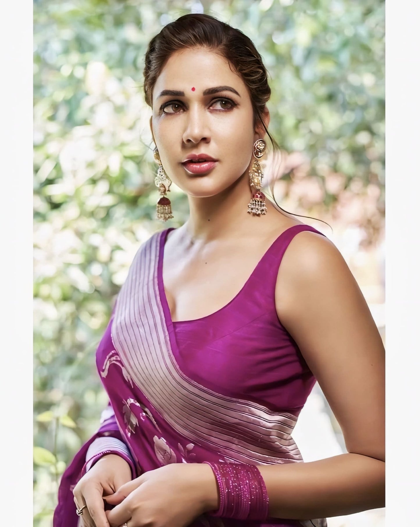 Purple Banarasi Silk Saree with Jacquard Weave & Matching Blouse Piece