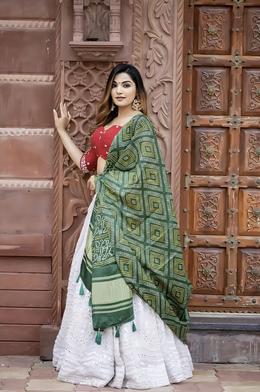 White Georgette Party Wear Lehenga Choli for Wedding & Festive Occasions