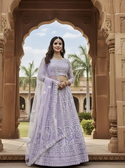 Lavender Bridal Lehenga Choli with Dupatta
