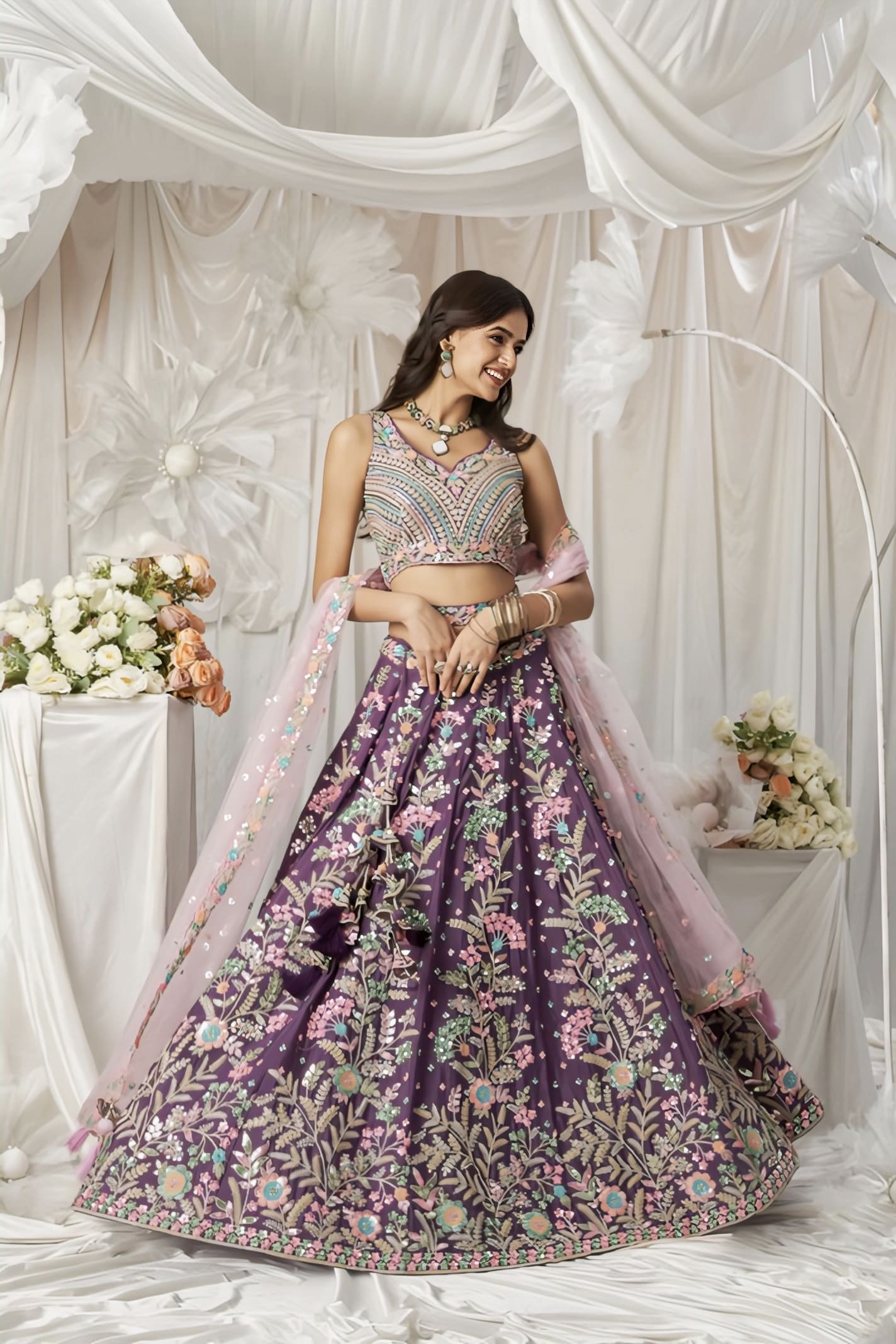 Fair Purple Floral Lehenga Choli for Wedding & Festive Celebrations