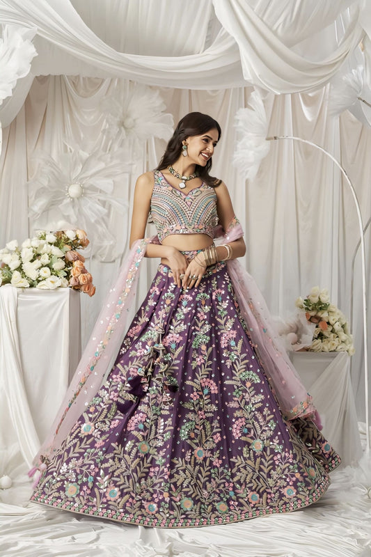 Fair Purple Floral Lehenga Choli for Wedding & Festive Celebrations