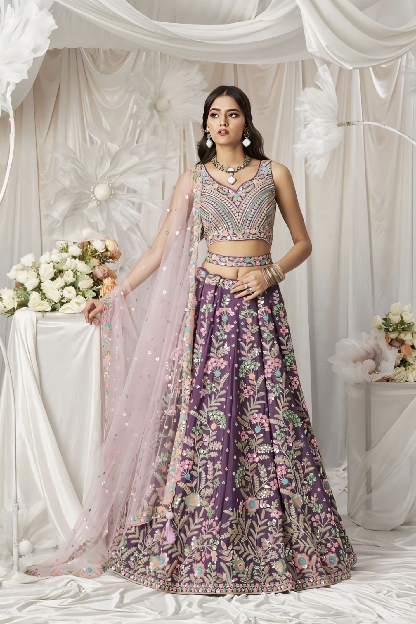 Fair Purple Floral Lehenga Choli for Women | Wedding & Festive Wear