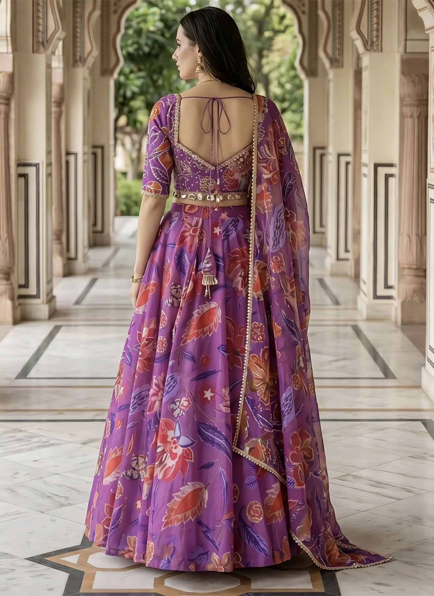 Purple Georgette Embroidery Sequins Lehenga Choli for Wedding & Festive Wear