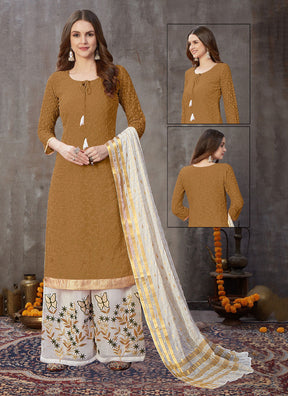 Fancy Georgette With Beautiful Emroidory Work Semi-Stitched Designer Gown Suit