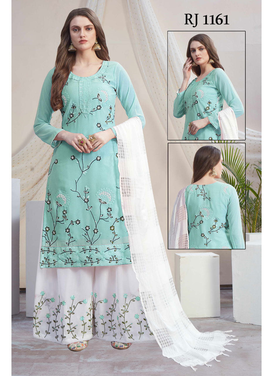 Fancy Georgette With Soft Silk Inner Semi-Stitched Designer Gown Suit HF1161