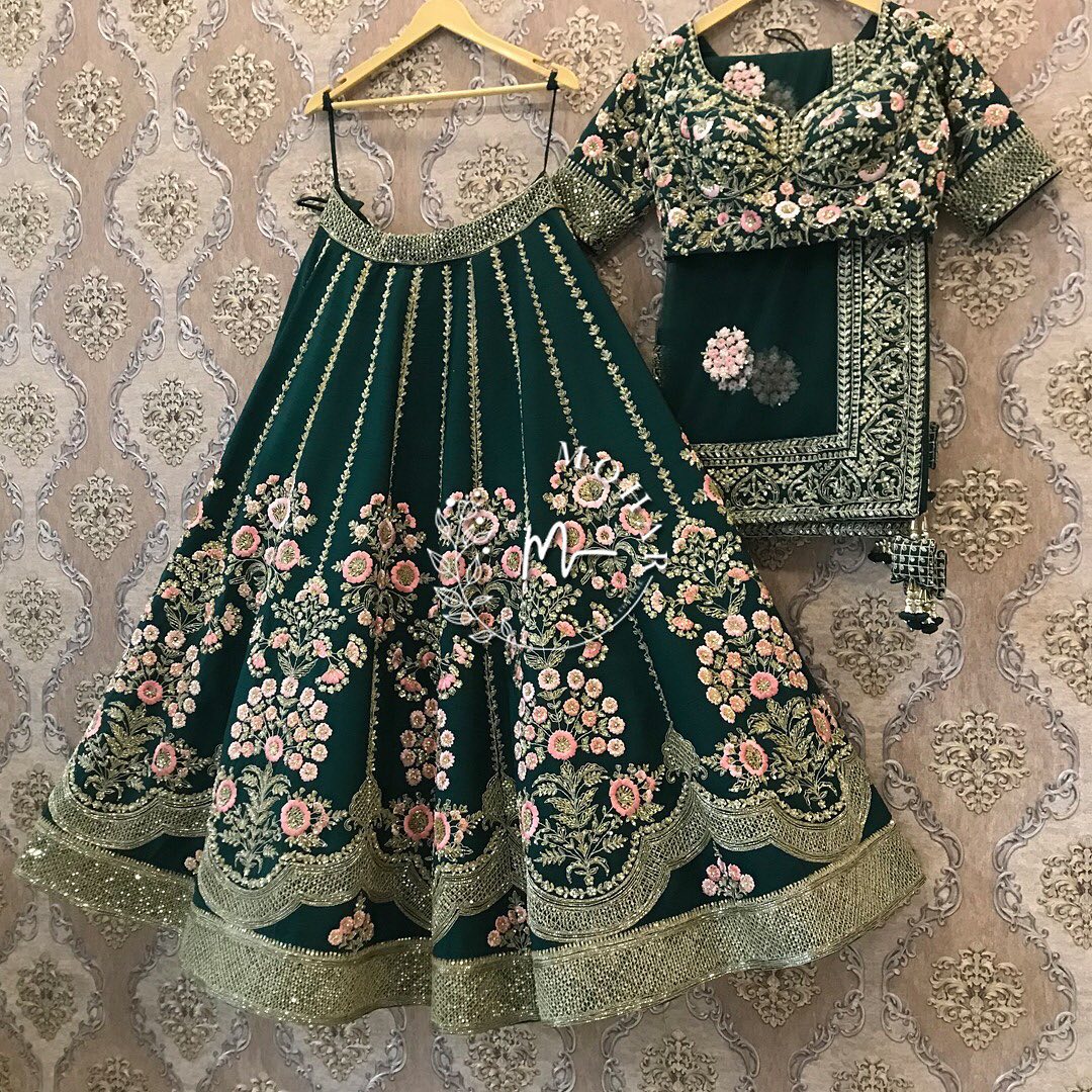 Dusty Green Colored Attractive Party Wear Lehenga Choli With Embroidery Work SI 104