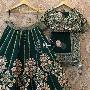 Dusty Green Colored Attractive Party Wear Lehenga Choli With Embroidery Work SI 104