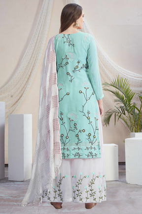 Fancy Georgette With Soft Silk Inner Semi-Stitched Designer Gown Suit HF1161