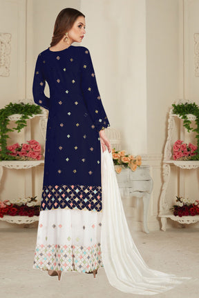 Fancy Lifestyle Net With Soft Silk Inner Semi-Stitched Designer Gown Suit HF1138