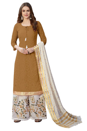 Fancy Georgette With Beautiful Emroidory Work Semi-Stitched Designer Gown Suit