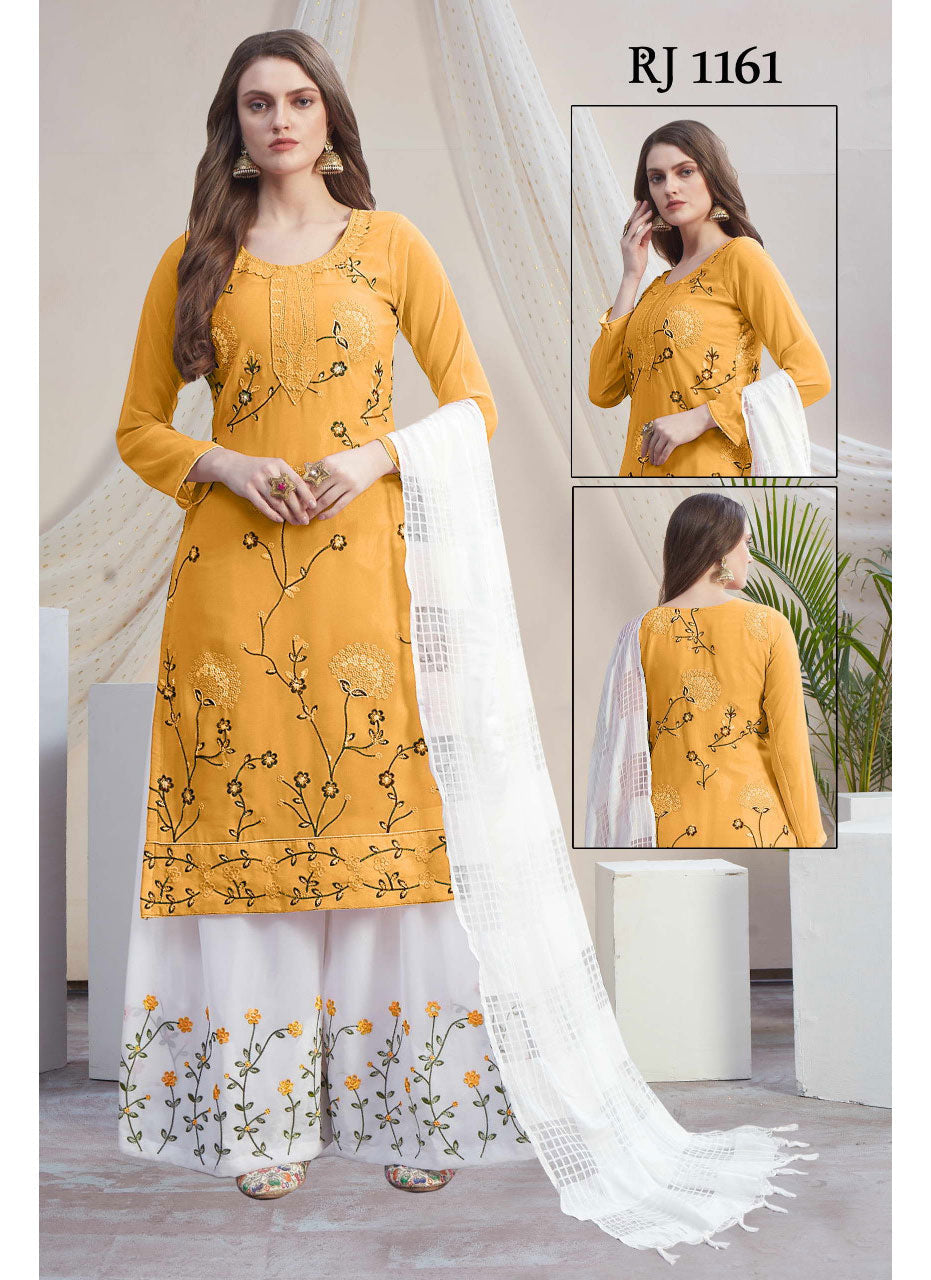 Fancy Georgette With Soft Silk Inner Semi-Stitched Designer Gown Suit HF1161-2