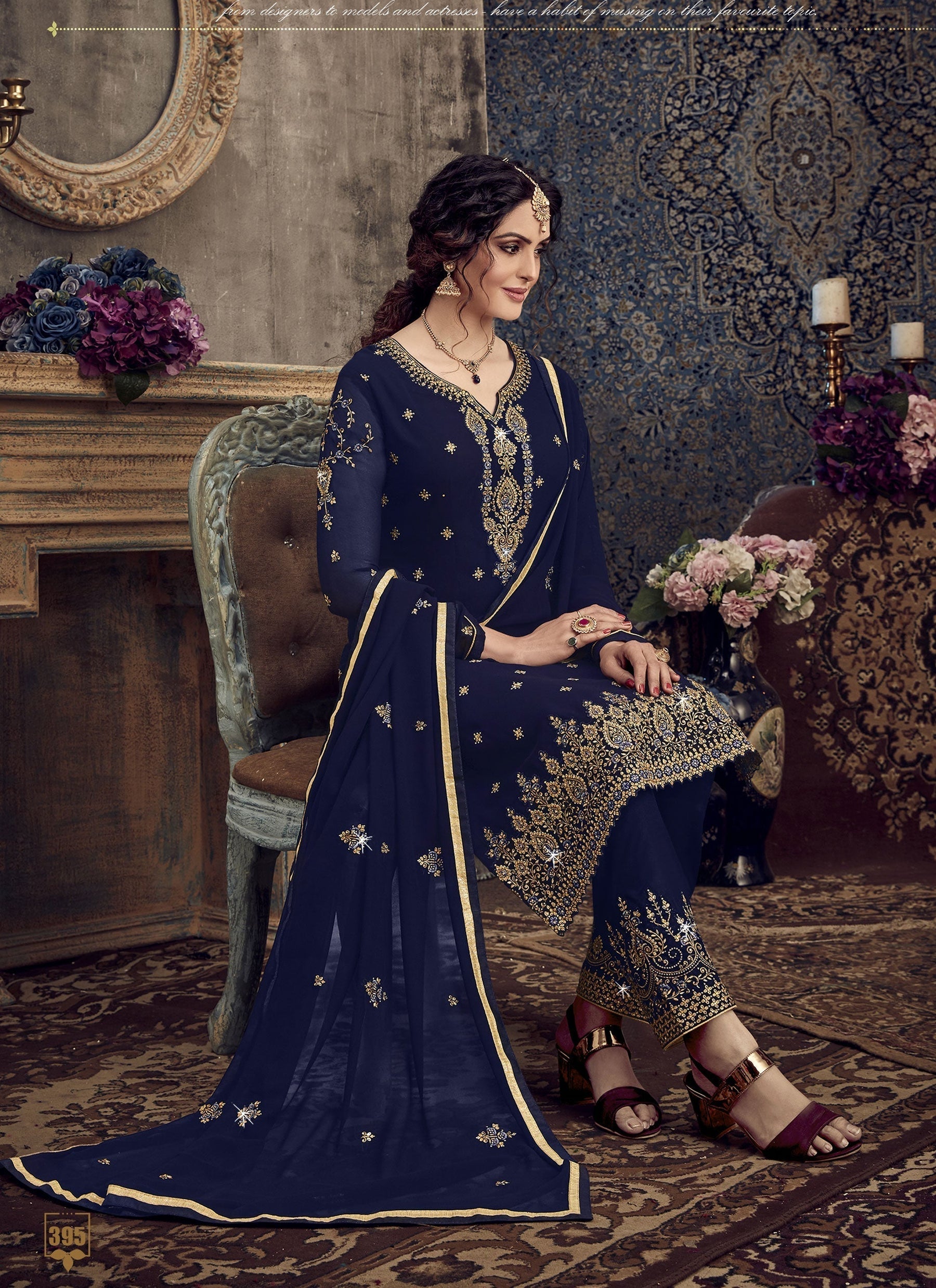 Blue Fancy Georgette with Heavy Embroidery Designer Salwar Suit