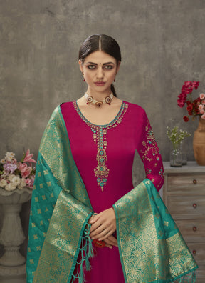 Rani Pink Fancy Lifestyle Georgette with Heavy Embroidery Designer Suit