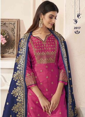 Pink Fancy Dola Silk with Banarasi Silk Jacquard Designer Suit