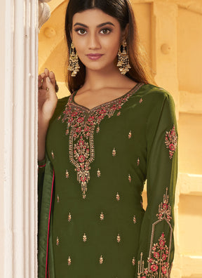 Green Georgette with Heavy Embroidery Designer Salwar Suit