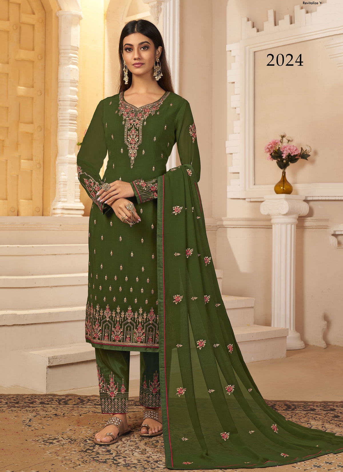 Green Georgette with Heavy Embroidery Designer Salwar Suit