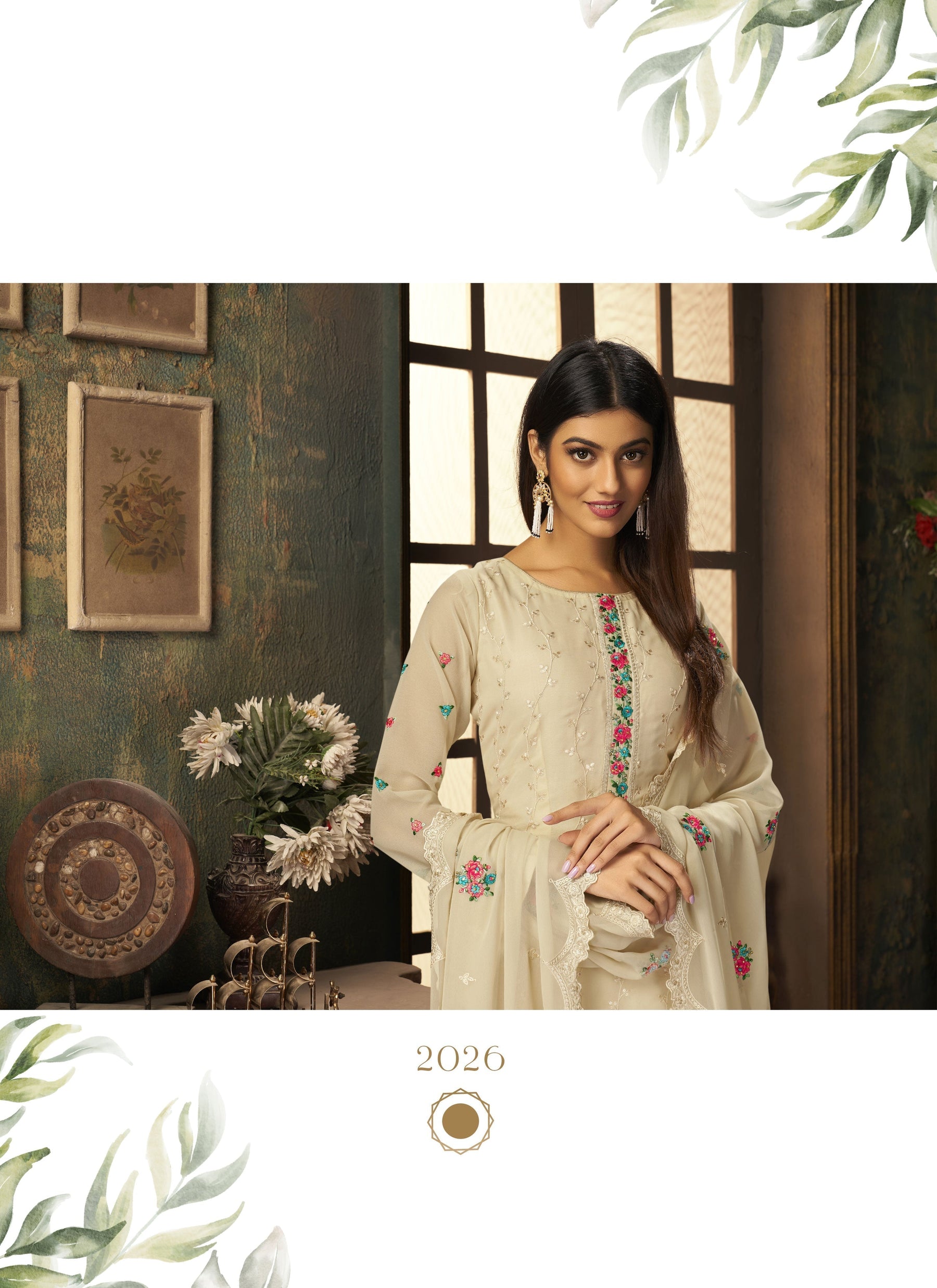 Cream Fancy Georgette with Heavy Embroidery Designer Salwar Suit