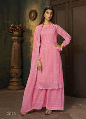 Pink Color Georgette with Heavy Embroidery Designer Suit