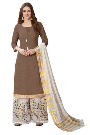 Fancy Georgette With Emroidory Work Semi-Stitched Designer Gown Suit