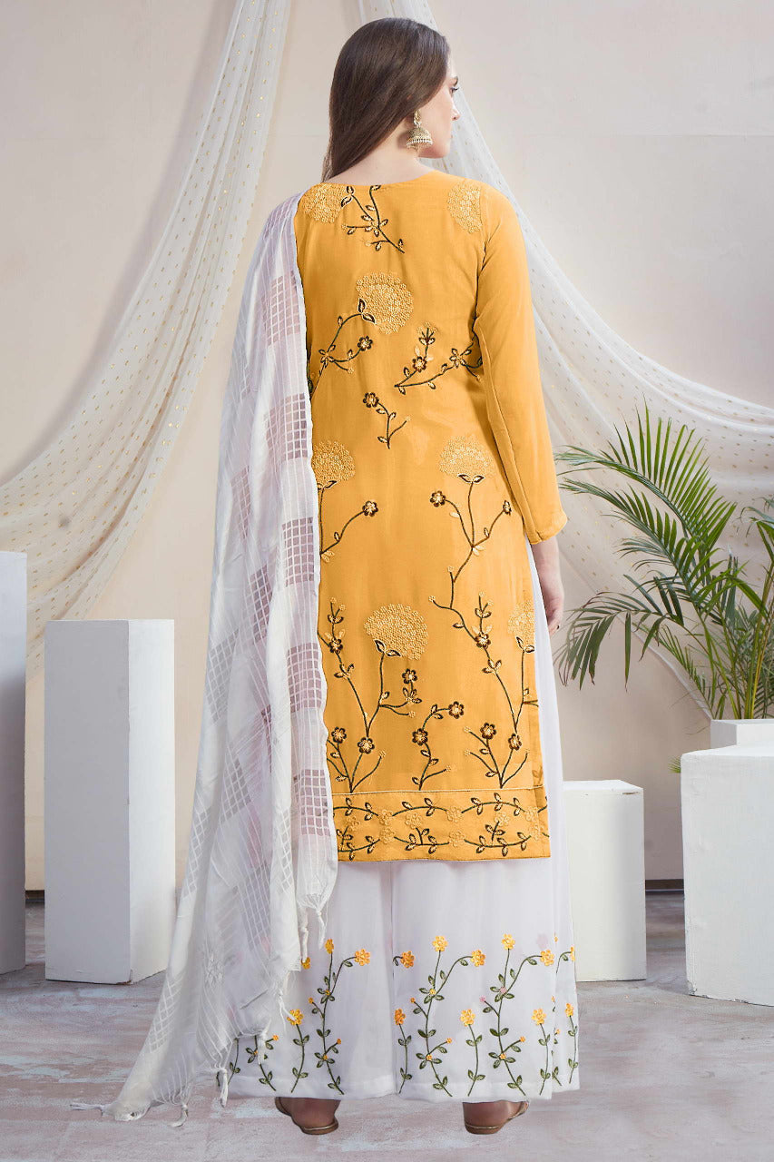 Fancy Georgette With Soft Silk Inner Semi-Stitched Designer Gown Suit HF1161-2