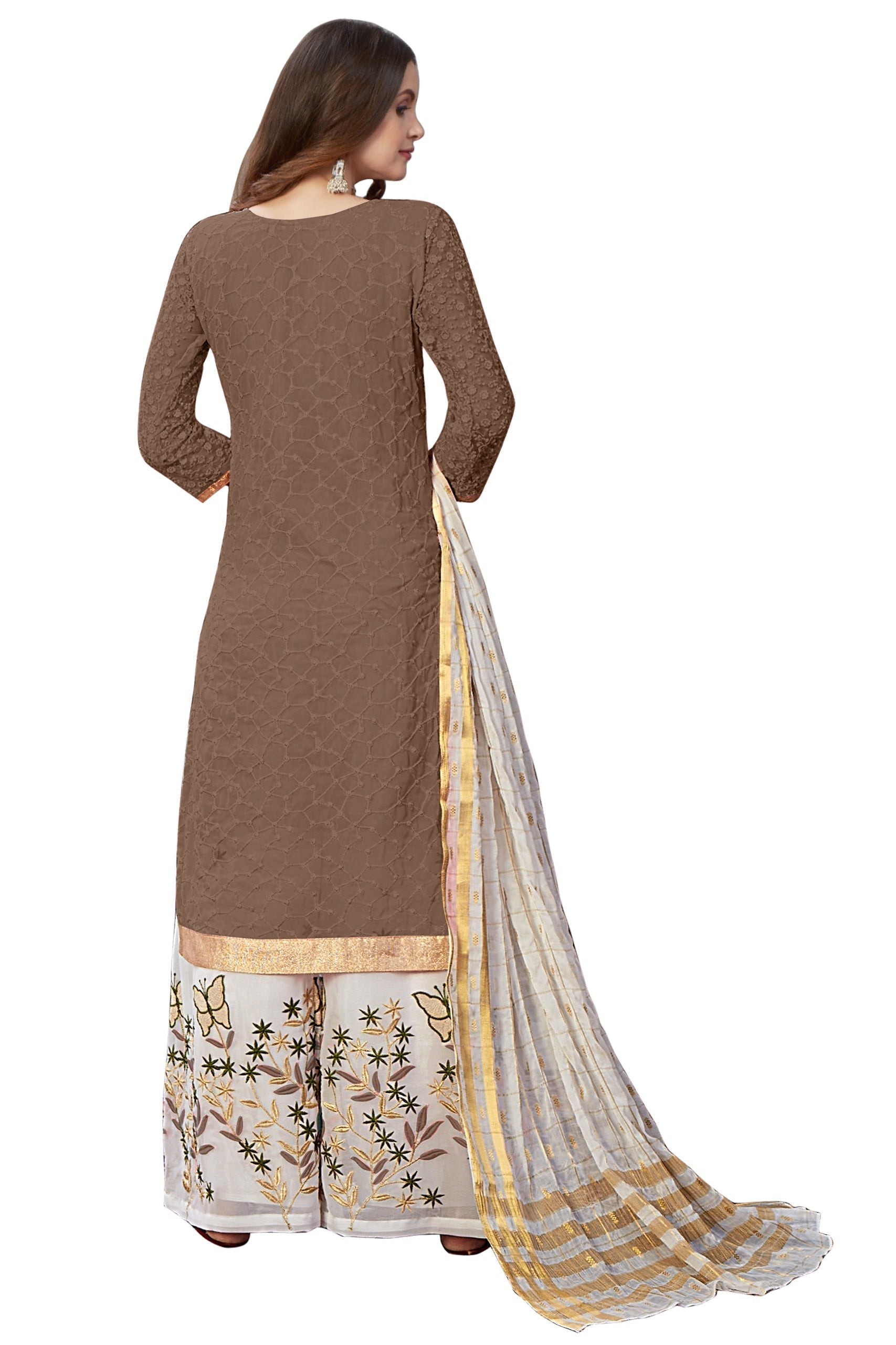 Fancy Georgette With Emroidory Work Semi-Stitched Designer Gown Suit