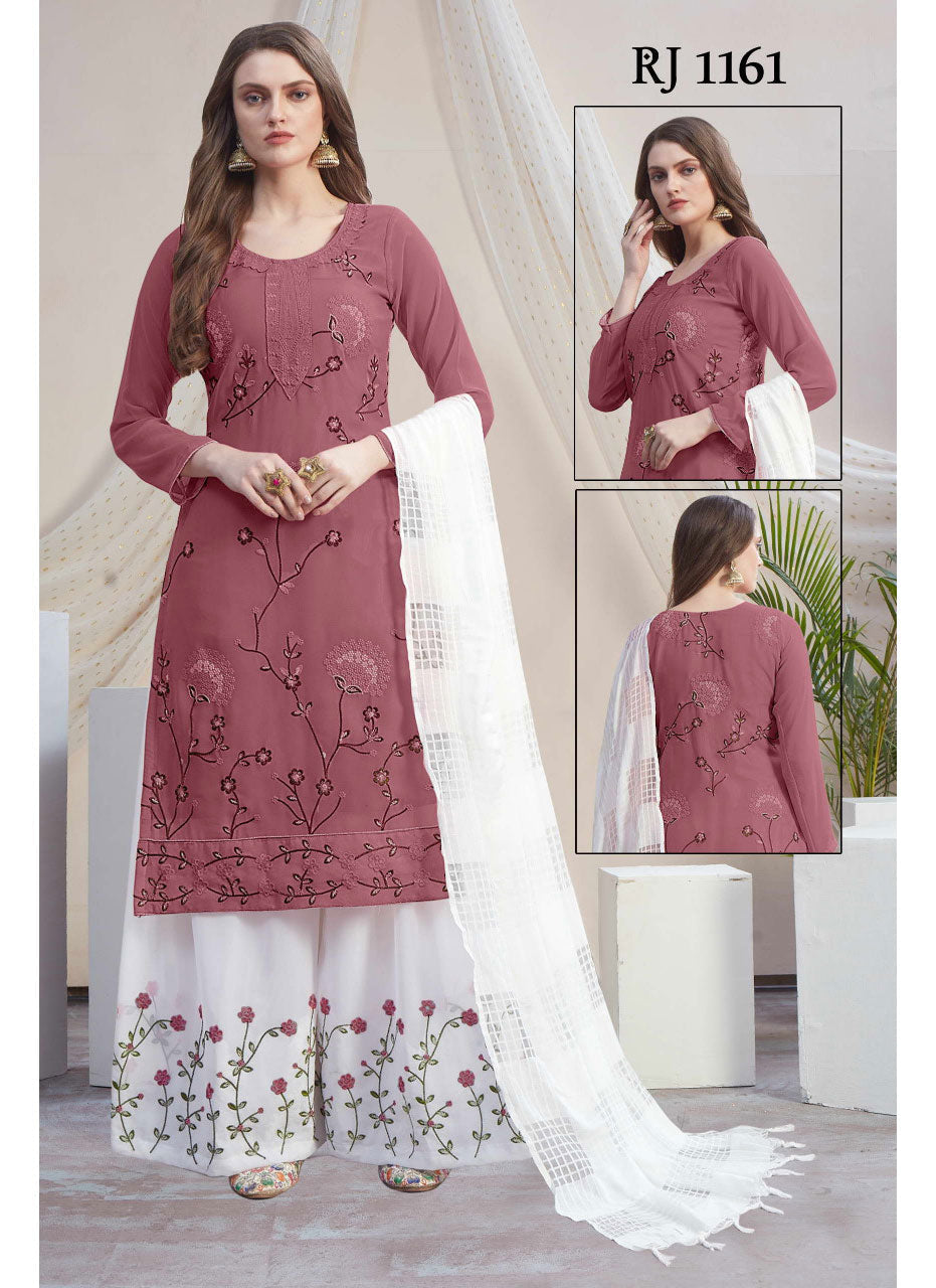 Fancy Georgette With Soft Silk Inner Semi-Stitched Designer Gown Suit HF1161-3